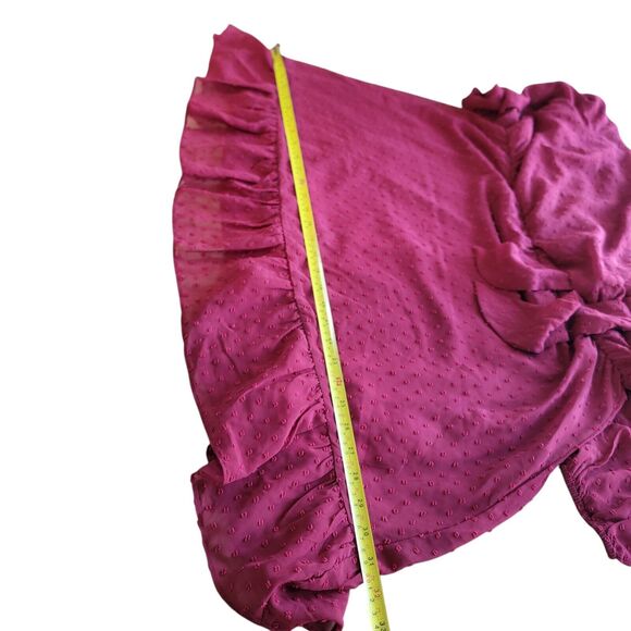 City Chic Womens Tiered Mini Cocktail Faux Wrap Dress Plus 16 S Red Burgundy - Picture 8 of 11